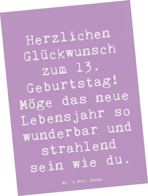 Produktbild von Mr. & Mrs. Panda Postkarte Spruch 13. Geburtstag - Lavendeltraum - Geschenk, Geburtstagskind, 13 Jahre, Meilenstein, Postkarten, Jubiläum, Ansichtskarte, Happy Birthday