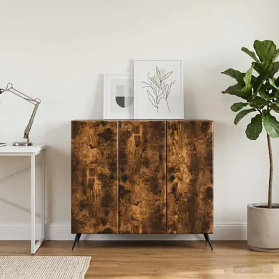 Image de vidaXL, meuble de rangement, bois fumé, 89 x 34,5 x 80 cm, panneaux de particules