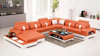 Zdjęcie produktu dla Komplet wypoczynkowy narożny, sofa, narożnik, zestaw wypoczynkowy, kanapa skórzana, sofy, narożniki, kształt U