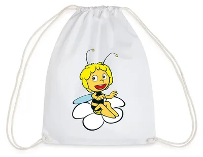 Produktbild von Spreadshirt Biene Maja Sitzt auf Blume Turnbeutel, One size, Weiß