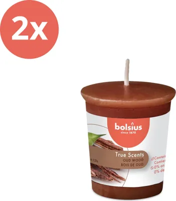 Obrázek produktu pro Bolsius - True Scents - Votivní svíčka kulatá - 53/45 - Oudové dřevo - výhodné balení - 2 kusy