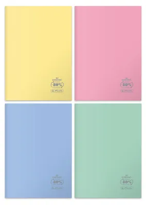 Productafbeelding van Pak van 5 Herlitz eco notitieblokken, A4, 60 pagina's, geruit, pastelkleuren,gecertificeerd.