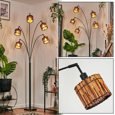 Produktbild von Obenetto Stehlampe aus Metall/Bambus in Schwarz/Naturfarben
