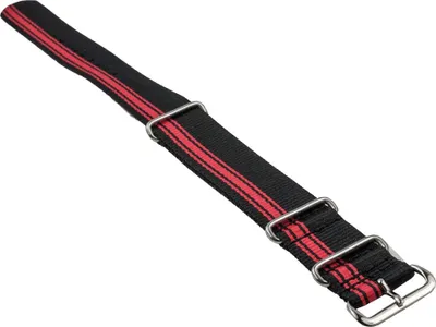 Produktbild von Outdor Uhrenarmband Textil Durchzugsband schwarz/Rot Edelstahlschlaufe, Stegbreite:24mm