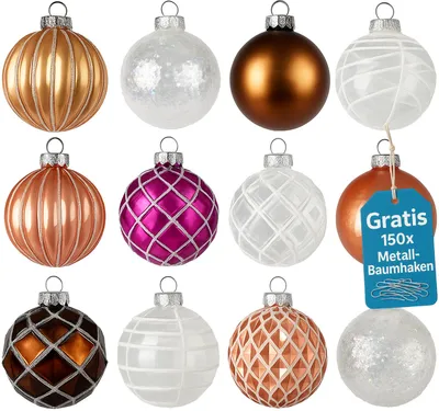 Produktbild von 12er Set Weihnachtskugeln Glas Christbaumkugeln Christbaumschmuck Kugeln Rosa C6