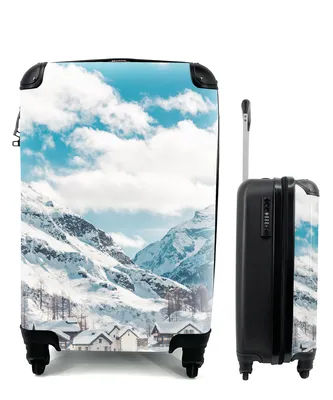 Produktbild von MuchoWow® Koffer Handgepäck Trolley Rollkoffer Kleine Reisekoffer mit 4 Rollen - Alpen - Haus - Berg - Himmel - Cabin Size < 55x40x23 cm & 55x40x20 cm - Fotokoffer - Kabinenkoffer - Boardgepäck - Reise-Box - Reisekoffer - Reisegepäck - Koffer mit Bild - Trolley für Kinder
