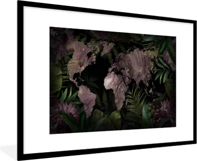 Produktbild von MuchoWow® MuchoWow® Gerahmtes Poster Weltkarte - Luxus - Pflanzen 90x60 cm - Poster mit zchwarzem Bilderrahmen - Wanddekoration - Fotos