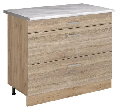 Zdjęcie produktu dla Szafka dolna do kuchni Vicco R-Line Sonoma/Dąb goldkraft 100 cm blat roboczy Marmur, Model 71650