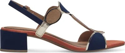 Produktbild von MARCO TOZZI Damen Sandale Textil Sandalette Metallic T-Riemen 2-28230-42, Größe:41 EU, Farbe:Mehrfarbig