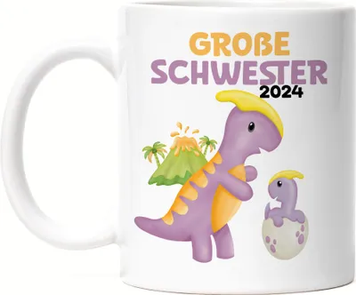 Produktbild von Große Schwester 2024 Tasse Weiß Baby Geburt Geschwisterliebe Familie Liebe Geborgenheit Kleinkind Geborgenheit