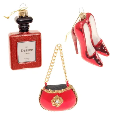 Produktbild von Krebs Glas Lauscha Christbaumschmuck 3er Set - Lady in Red - aus Glas - Handbemalt und mundgeblasen - ideales Geschenk