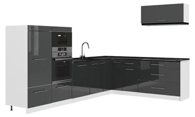 Obrázek produktu pro Rohová kuchyň Vicco Fame-Line Antracitový vysoký lesk/Bílá 327 x 227 cm, PD Antracit, Model 64416