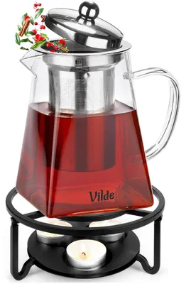 Produktbild von Vilde | Teekanne mit Sieb 730 ml - Glaskanne - Quadratischer Sockel - Spülmaschinenfest