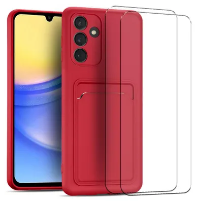 Immagine prodotto di set di cover protettive 2in1 per il Samsung Galaxy S23 FE composto da 2x protezione dello schermo in vetro 9H e 1x custodia in silicone - cover in rosso