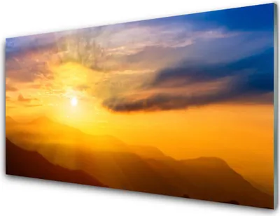 Produktbild von Acrylglasbilder 100x50 Wandbild Druck Gebirge Sonne Landschaft