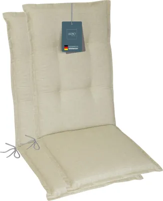 Produktbild von LILENO HOME Gartenstuhl Auflagen als [2er Set - Hochlehner] in Beige - bequeme Liegen als Sitzauflagen für Gartenmöbel - Stuhlkissen für Gartenstühle und Klappstühle