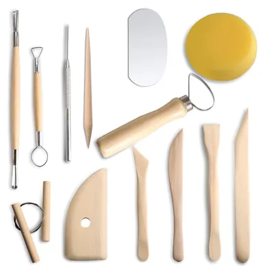 Produktbild von Set mit 13 Töpferwerkzeugen für Keramik und Modellbau