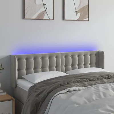 Produktbild von Möbel LED Kopfteil Hellgrau 147x16x78/88 cm Samt - Kopfteile 3123718