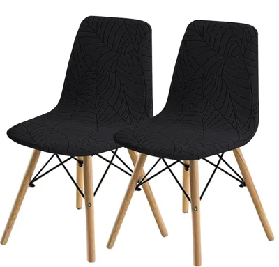 Obrázok produktu pre Poťahy na stoličky do jedálne, materiál: Jacquard, farba: čierna, balenie: 2/4/6 kusov