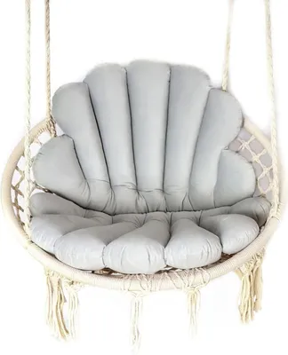 Produktbild von Love Gifts® Hängesessel Kissen in Muschelform 2 Stück + 1 kleines Kissen in Herzform, passend auch für einen Hängekorb, Farbe Grau