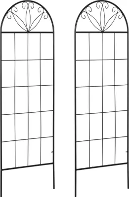 Image de Outsunny Treillis de jardin lot de 2 support pour plantes grimpantes en métal - 51 x 152 cm noir
