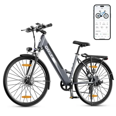 Obrázok produktu pre Qekud City E-Bike Trekking E-Bike MTB Citybikes E-Bike F26Pro 26-palcový 250W motor 21-rýchlostný s APP Grey