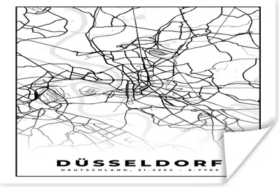 Produktbild von MuchoWow® Poster Düsseldorf - Karte - Stadtplan - Wegbeschreibung 120x80 cm - Bilder
