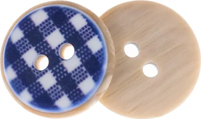 Obrázek produktu pro Knoflík - sada 6 ks - 15 mm, (průměr) - Modrá,Bílá