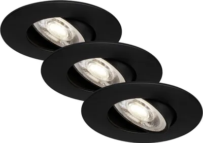 Imagen del producto de Focos empotrables LED Briloner, color negro mate, 3 LEDs/49W (7146-035)