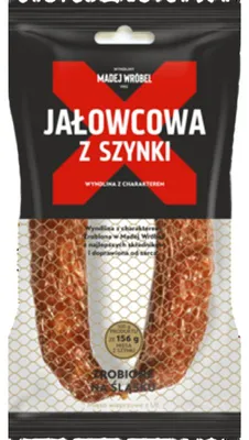 Zdjęcie produktu dla Kiełbasa jałowcowa z szynki 150 g Madej Wróbel