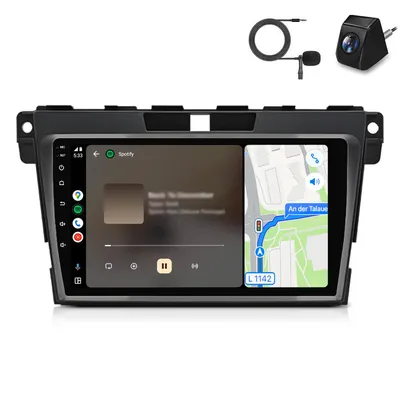 Zdjęcie produktu dla Radio samochodowe z systemem Android, 2+64 GB, z kamerą i mikrofonem do Mazdy CX-7 (2008–2015), radio 2DIN, CarPlay, nawigacja, GPS, Wi-Fi, DAB+, RDS, ekran 9 cali