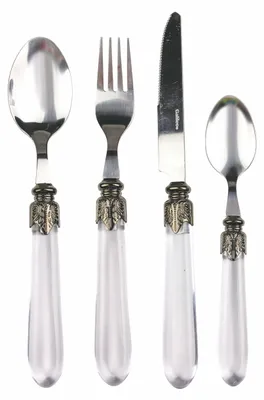 Zdjęcie produktu dla Zestaw 24 sztuk sztućców z eleganckimi, przezroczystymi uchwytami
