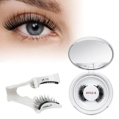Image de Ensemble de faux cils magnétiques avec applicateur, réutilisables, aspect naturel, sans colle