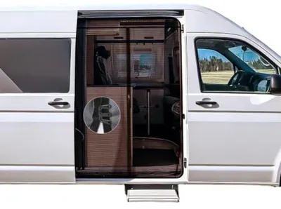 Produktbild von PromoHome® Magnetisches Moskitonetz mit Reißverschluss für VW T5 T6 Seitenscheibe Schiebetür – Fliegengitter mit Sonnen- und