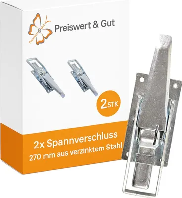 Produktbild von 2x Spannverschluss 270 mm verzinkt Exzenterverschluss 4 löchern Ø8 mm Kistenverschluss Spannverschlüsse Hebelverschluss