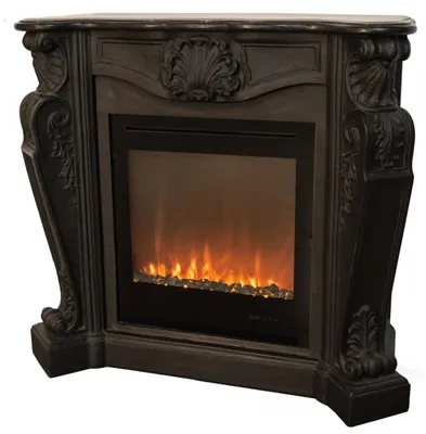 Obrázok produktu pre Casa Padrino luxusný secesný krb s LED krbovou vložkou čierny 118 x 43 x v. 111 cm - luxusný elektrický krb barokový dizajn
