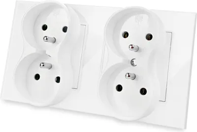 Zdjęcie produktu dla 2x Kontakt Gniazdo Elektryczne Podwójne Szklane Fi60 z Uziemieniem Białe