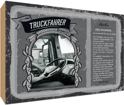 Produktbild von vianmo Holzschild 12x18 cm Truckfahrer Beruf Arbeit
