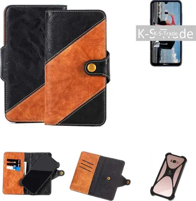 Produktbild von K-S-Trade Handyhülle Schutzhülle Bookstyle Case Wallet-Case kompatibel mit Sony Xperia L3 Handy Cover Bumper Klapphülle schwarz hellbraun 1x