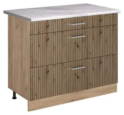 Zdjęcie produktu dla Szafka dolna do kuchni Vicco R-Line Dąb artisan/Dąb goldkraft 100 cm blat roboczy Marmur, Model 71612