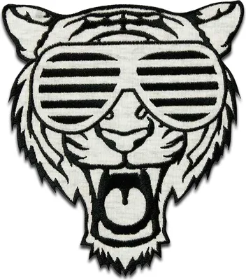 Produktbild von Tiger Mit Brille Tier - Aufnäher, Bügelbild, Aufbügler, Applikationen, Patches, Flicken, Zum Aufbügeln, Größe: 13 x 11,5 cm