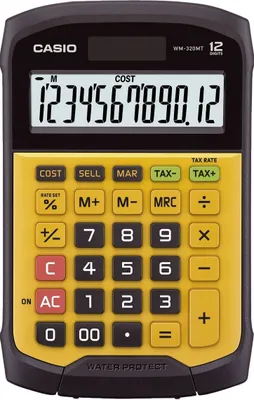 Produktbild von Casio WM-320MT, Tasche, Display-Rechner, 12 Ziffern, 1 Zeilen, Batterie/Solar, Schwarz, Gelb