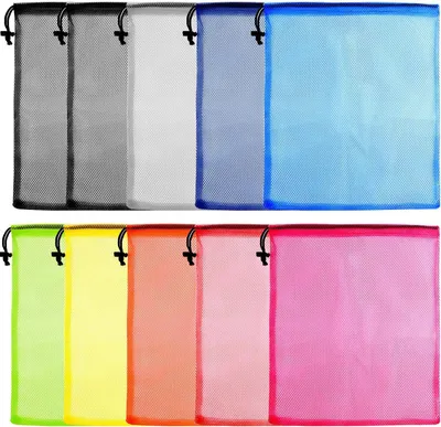 Produktbild von Netztasche mit Zugband - 10 Stück Waschbeutel für Reisen und Sport