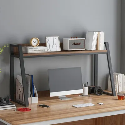 Productafbeelding van Massief Houten Bureau met Boekenkast en Lades