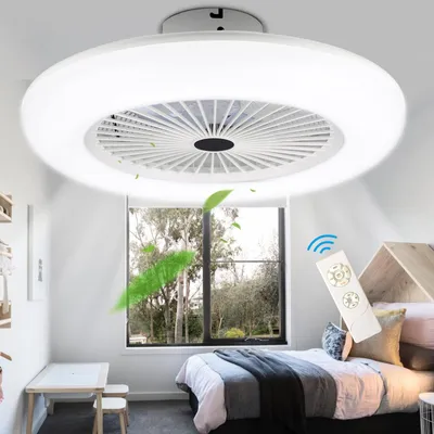 Image de Ventilateur de plafond avec éclairage - 80 W - 3 températures de couleur - 3 vitesses - Silencieux - Idéal pour le salon et la chambre