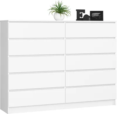 Produktbild von Kommode AKORD K160 Weiß 160 cm 10 Schubladen B160 x H121 x T40 cm