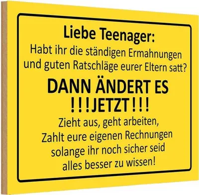 Produktbild von vianmo Holzschild 20x30 cm Liebe Teenager - ÄNDERT ES Kids Kinder Teens