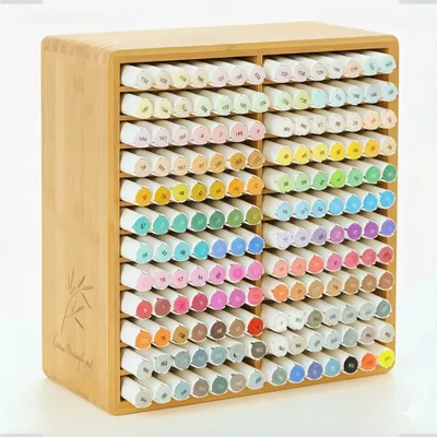 Bambus-Stiftehalter für 168 Marker, Schreibtisch-Organizer