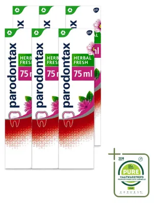 Obrázek produktu pro 6 kusů zubní pasty Parodontax Herbal Fresh, příchuť bergamot a máta, objem 75 ml, balení