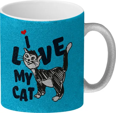 Produktbild von I live my cat Glitzer-Kaffeebecher Du bist noch auf der Suche nach einem